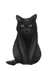 座る黒猫