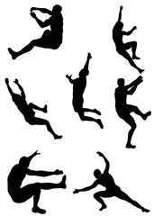 Rock climbers silhouettes set vector svg illustration