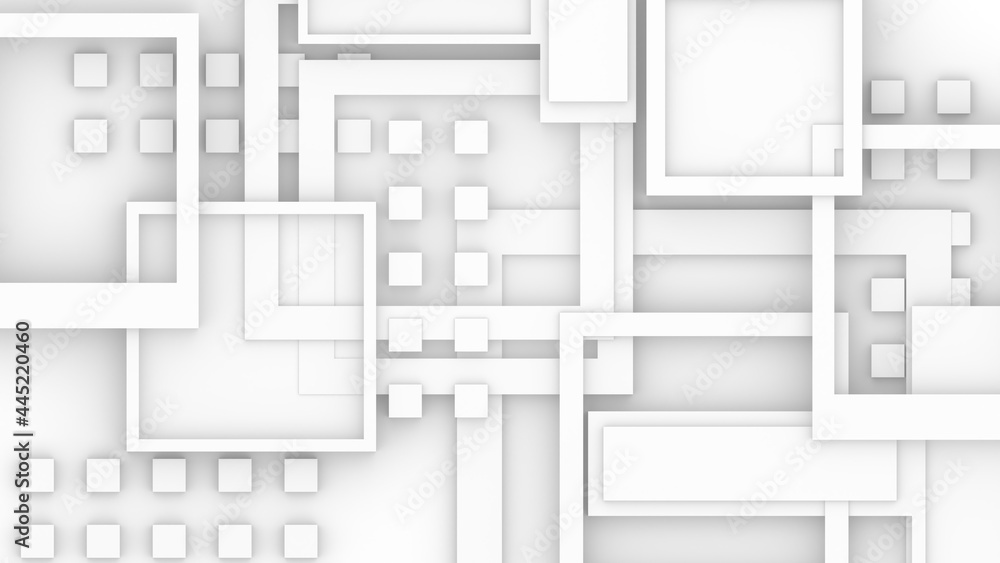 Poster abstract white interior architect of complex modern geometric structure wall backdrop.3d illustratio
