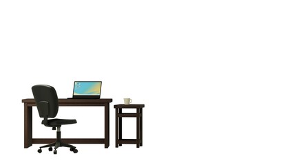 オフィスチェア　デスク　コーヒー　テーブル　通信　電子機器　3DCG