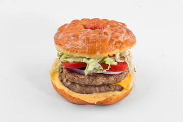 Donut burger on white background 