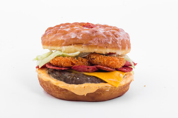 Donut burger on white background 