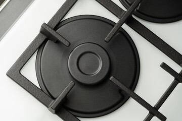 New modern shining metal gas cooker close up