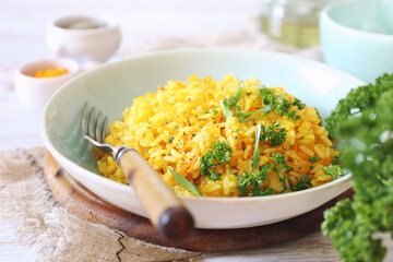 Spicy rice with carrots
