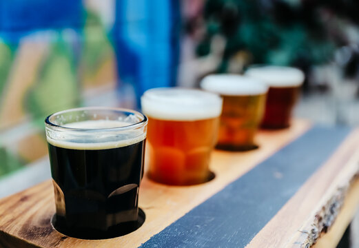 A Flight of Colorful Beers