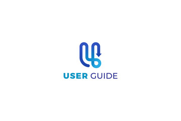 Letter U blue color creative spiral technological arrow business logo       