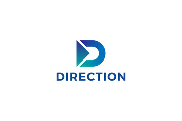 Letter D blue color simple direction logo for business  