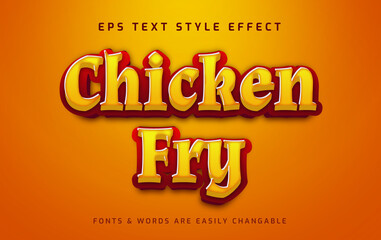 Chicken fry restaurant yellow 3d editable text style effect