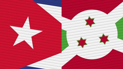 Burundi and Cuba Two Half Flags Together Fabric Texture Illustration