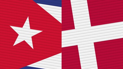 Obraz premium Denmark and Cuba Two Half Flags Together Fabric Texture Illustration