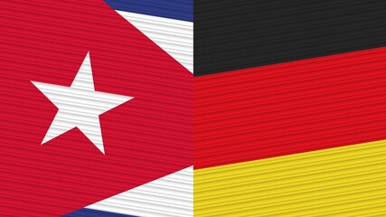 Germany and Cuba Two Half Flags Together Fabric Texture Illustration