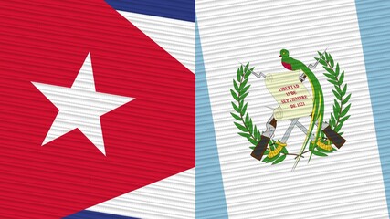 Guatemala and Cuba Two Half Flags Together Fabric Texture Illustration