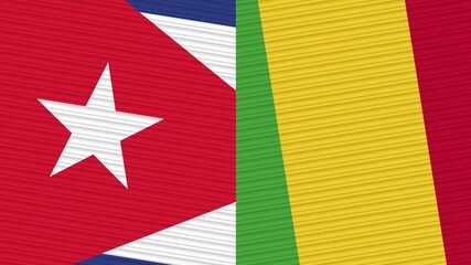 Mali and Cuba Two Half Flags Together Fabric Texture Illustration