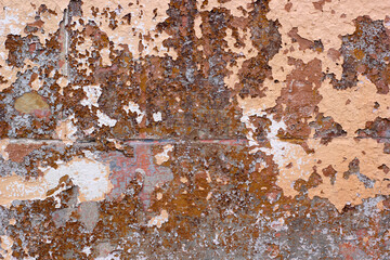 Old wall with layers of paint.