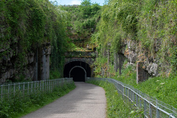 The entrance/opening of Monsal Head tunnel in Derbyshire. Now a walking route, it used to transport trains under the mountains between Derby and Manchester in the Peak District