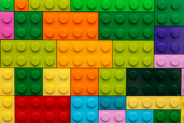 Details of children's plastic building kit close up