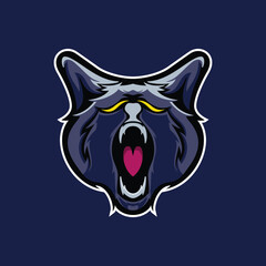Animal fox head mascot vector illustration with scary look