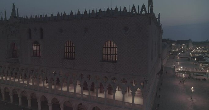 Aerial footage drone view of San Marco square in Venezia, historic building in Venezia Veneto Italy // no video editing
