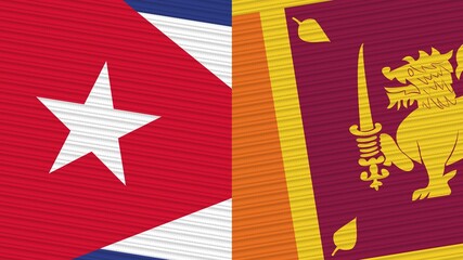 Sri Lanka and Cuba Two Half Flags Together Fabric Texture Illustration