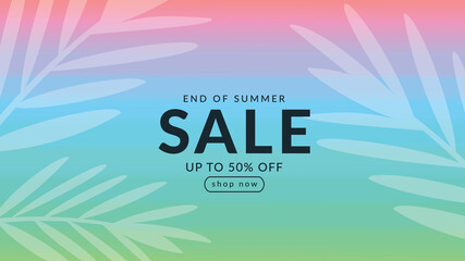 Summer sale banner with tropical theme