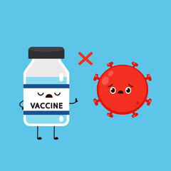 Vaccine Covid-19 vector. Vaccine virus Covid-19. Bottle vaccine character design.