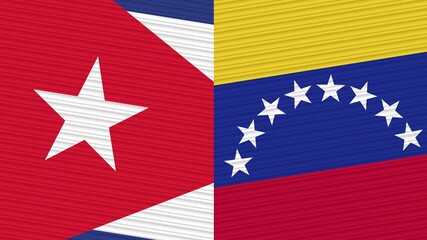 Venezuela and Cuba Two Half Flags Together Fabric Texture Illustration