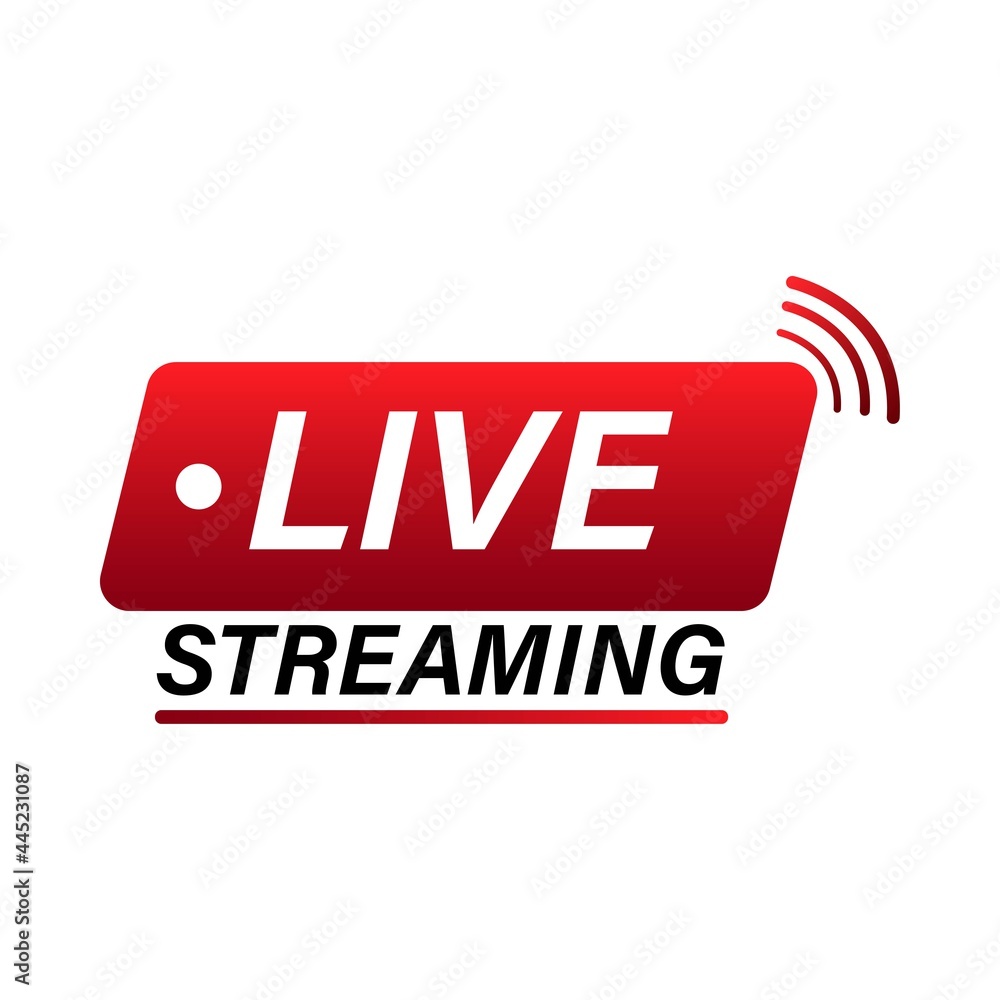 Poster live streaming icon design for the broadcast system. live streaming icon with red and white color. l