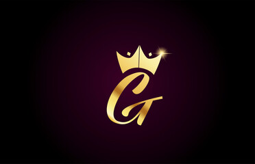 G alphabet letter icon design with king crown template