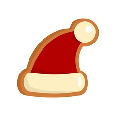 Gingerbread santa hat icon flat isolated vector