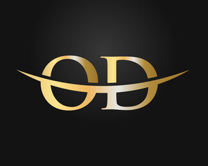 Initial Gold OD letter logo design. OD logo design vector template - obrazy, fototapety, plakaty