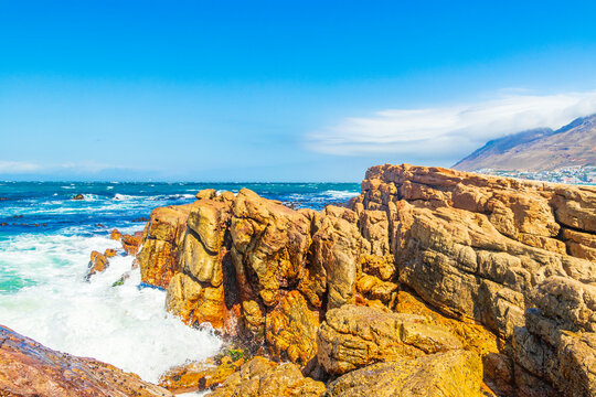 False Bay rough coast landscape Town Cape Town South Africa.