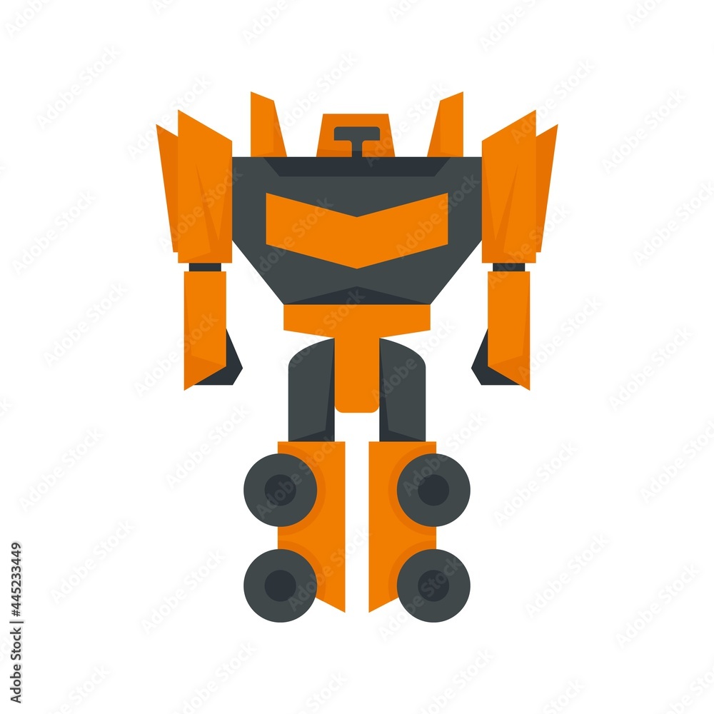 Poster fantasy robot transformer icon flat isolated vector