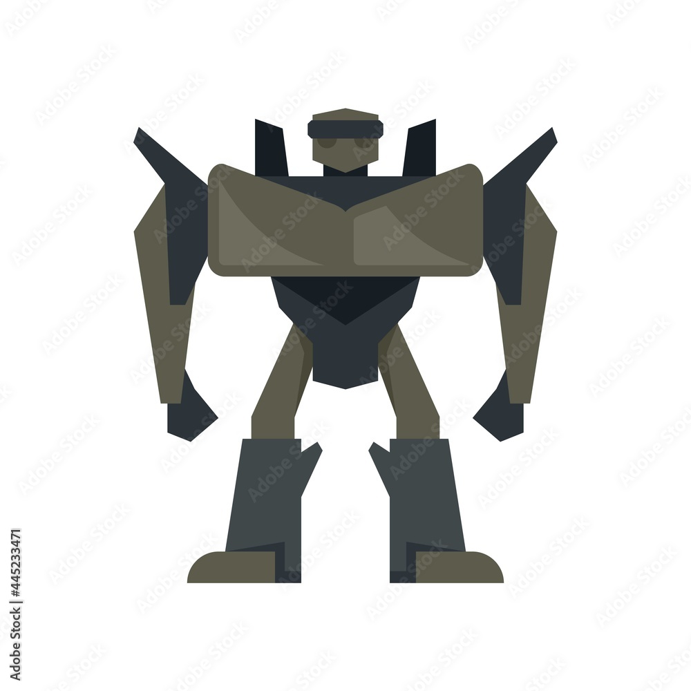 Poster futuristic robot transformer icon flat isolated vector