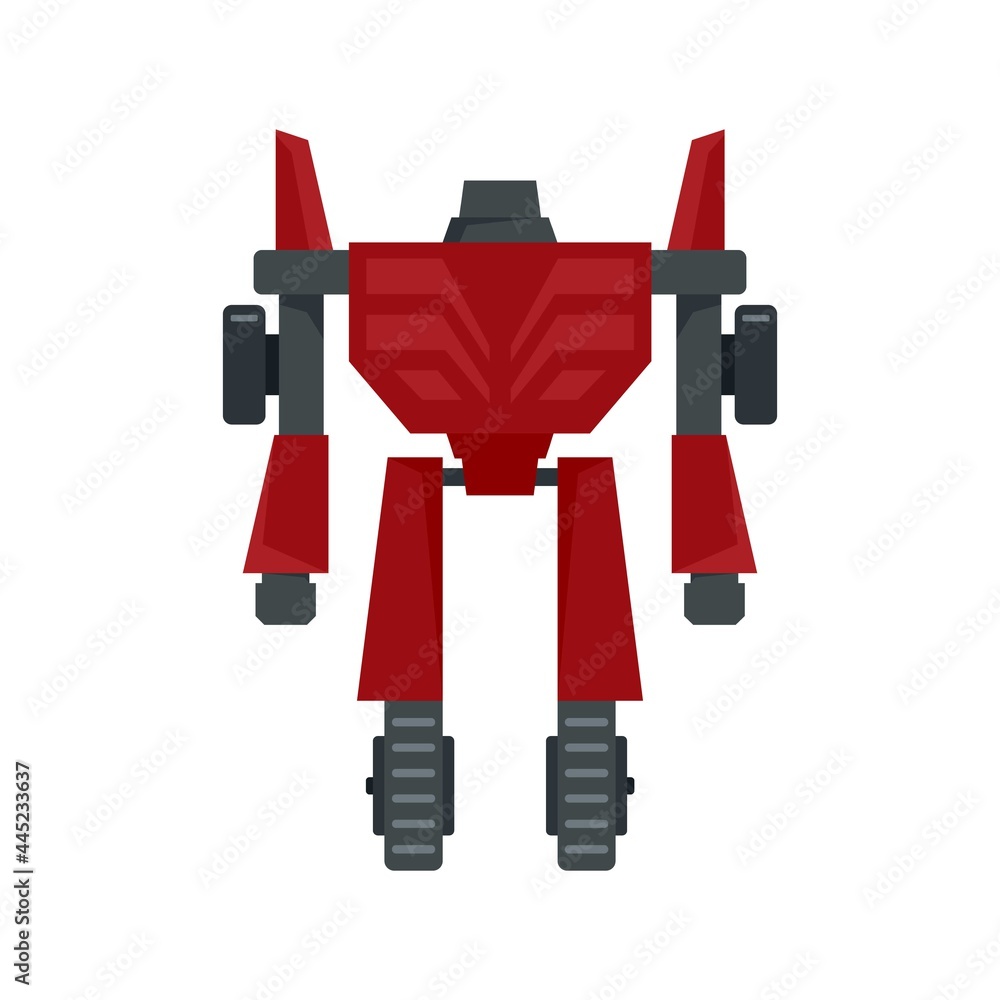 Poster hero robot transformer icon flat isolated vector