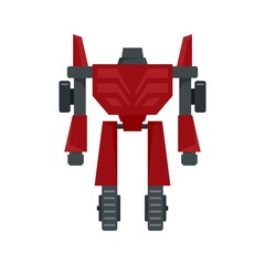 Obraz premium Hero robot transformer icon flat isolated vector