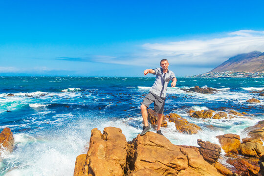 Male model tourist traveler landscape Town Cape Town South Africa.
