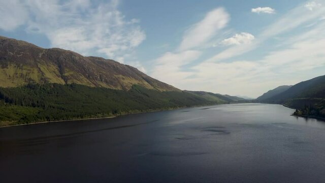 4k drone footage of Loch Linnhe near Fort William in the Scottish Highlands, UK