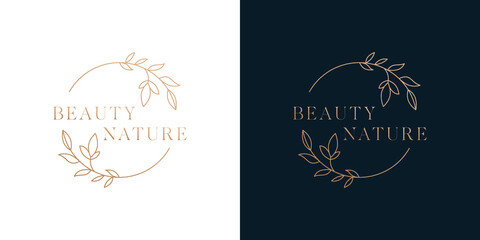 Nature beauty logo template design in circle style