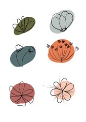 Set of flowers. Set of icons.