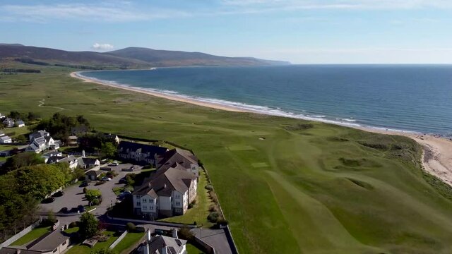 4k drone footage of the coast at Brora in Scotland, UK