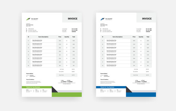Abstract Minimal business invoice template design, Professional corporate invoice template