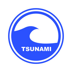 blue sign tsunami icon	