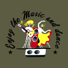 Enjoy the music and dance slogan t shirt design