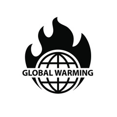 Global warming icon on white background