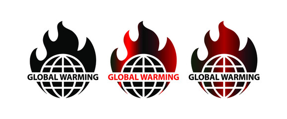 Global warming icon on white background