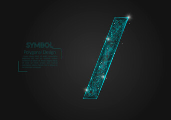 Abstract isolated blue image of a slash sign. Polygonal illustration looks like stars in the blask night sky in spase or flying glass shards. Digital design for website, web, internet. © Katsiaryna