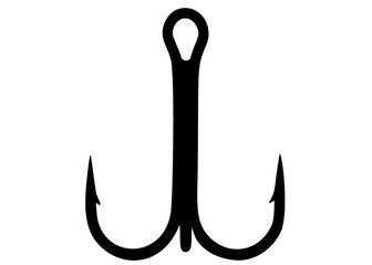 Large triple fish hook. Vector image.