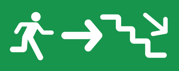 ladder emergency exit sign on green background
