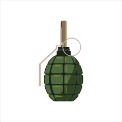 Fototapeta premium Hand fragmentation defensive grenade. Flat style illustration.