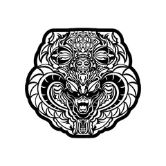 Polynesian style tattoo with a snake head. Isolated. Vector.